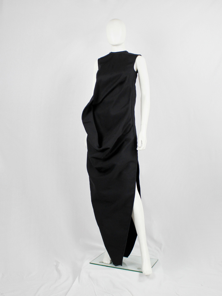 【関税込み】Rick Owens ブラック Divine マキシドレス Rick Owens GLITTER black maxi dress with ellipse drape and