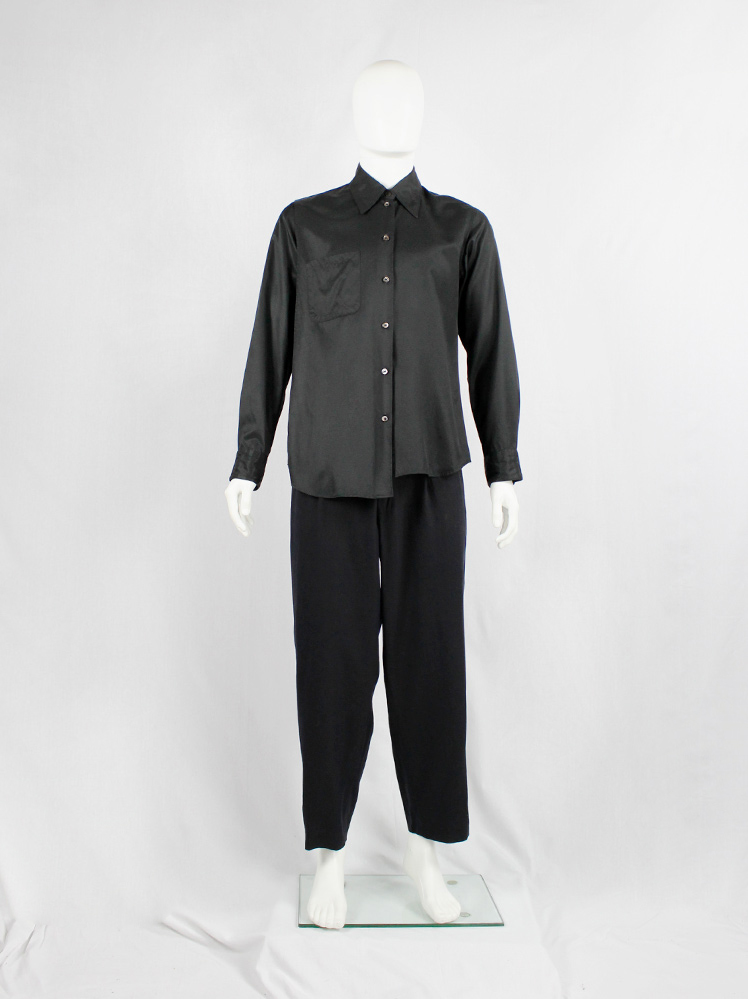 90年代後期〜2000年初期 本人期 ANN DEMEULEMEESTER Ann Demeulemeester black deconstructed shirt with extra