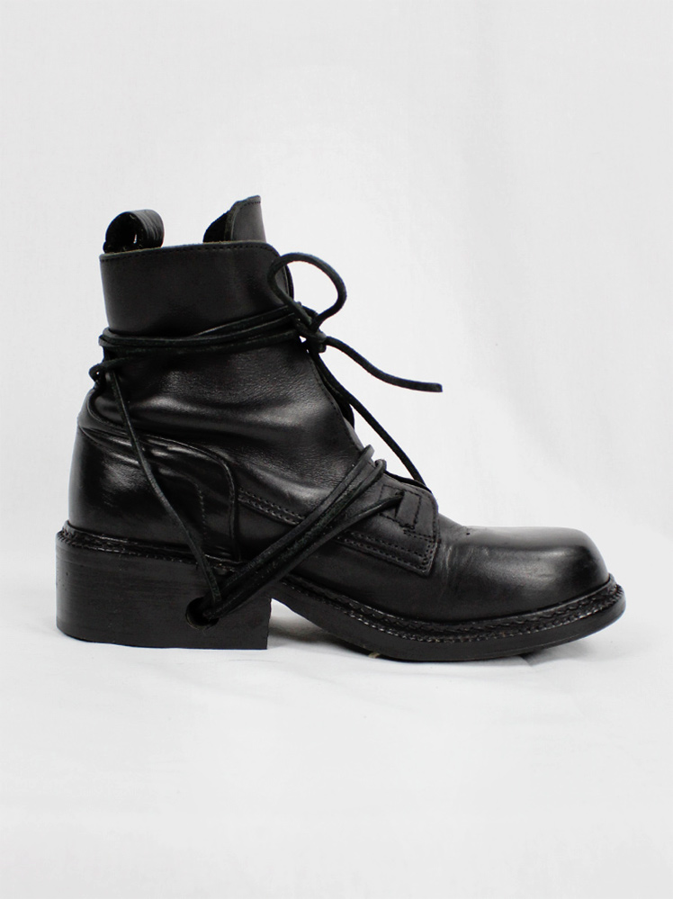 Dirk Bikkembergs black boots with flap and laces through the