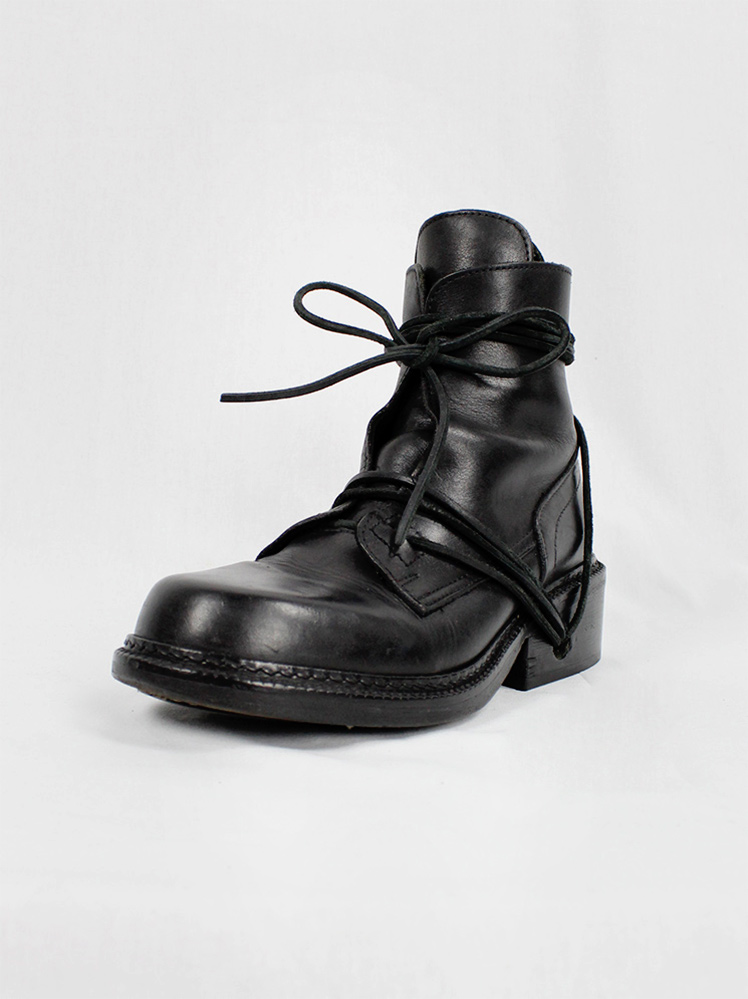 Dirk Bikkembergs black boots with flap and laces through the