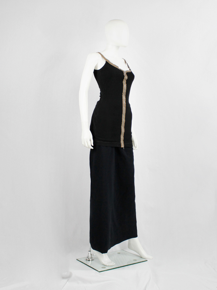 Maison Martin Margiela black long top with brown zipper Maison Martin Margiela black long top with brown zipper