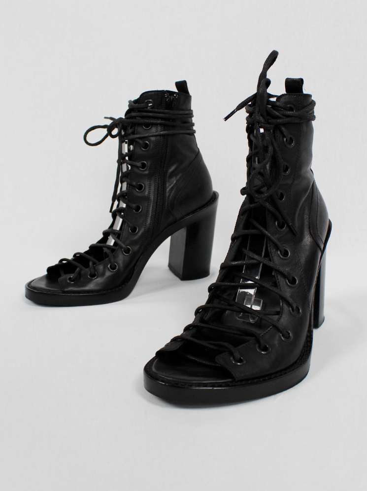 Ann Demeulemeester Blanche black corset lace-up sandals (38,5