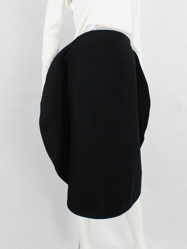 Maison Margiela MM6 black denim skirt made of a two-dimensional