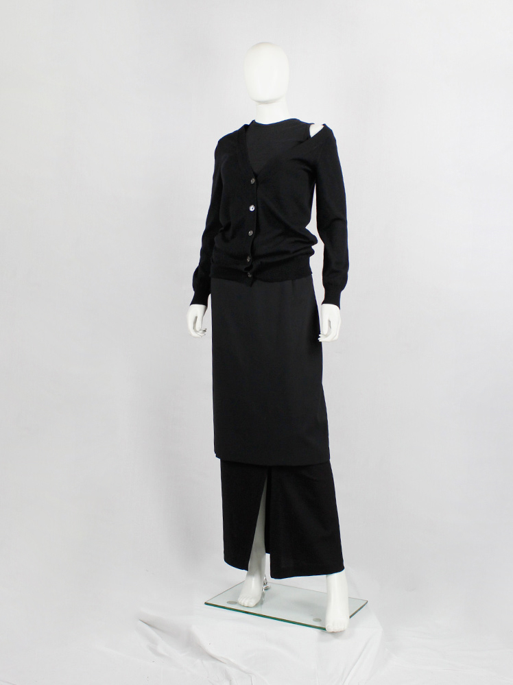 Maison Martin Margiela black stretched out cardigan hanging