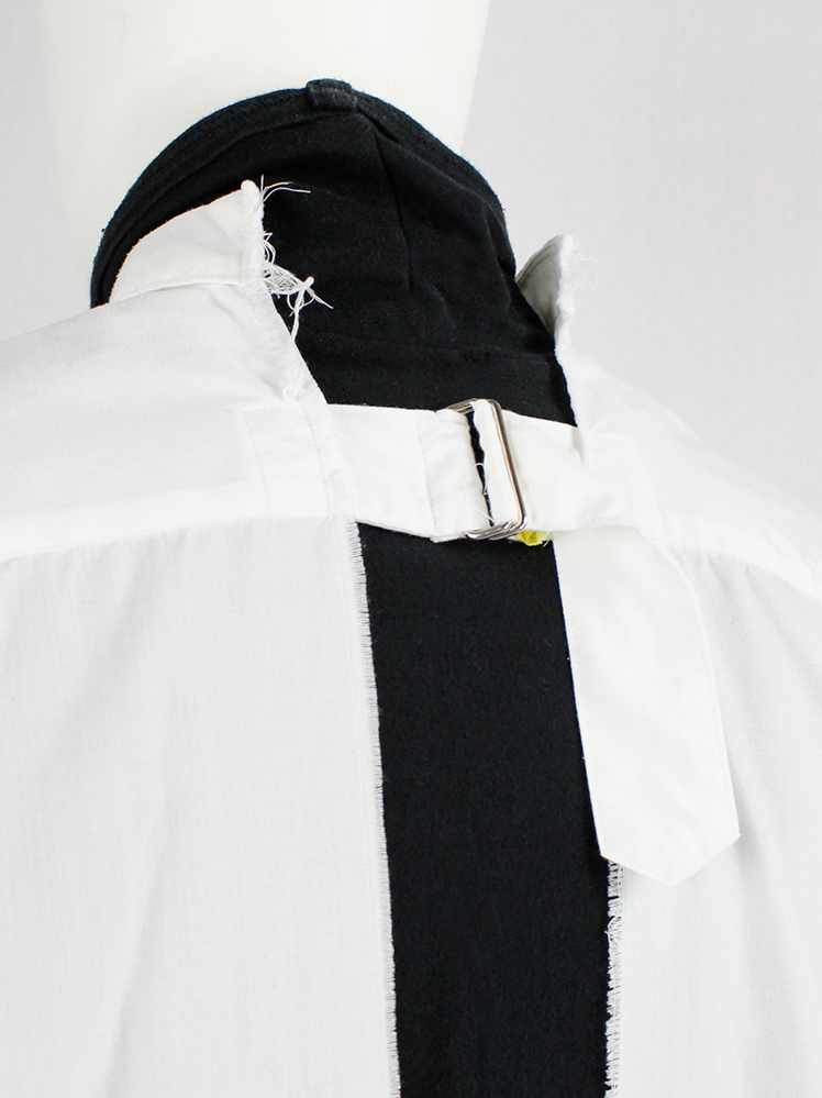 Comme des Garçons Homme Plus white shirt cut open on the back with