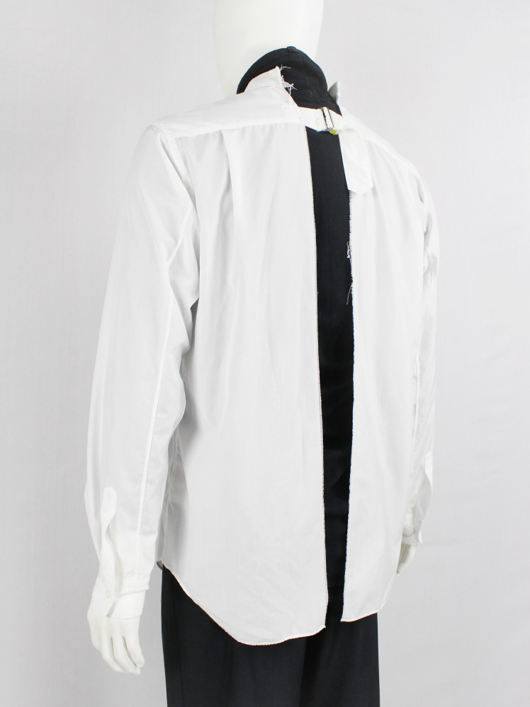 Comme des Garçons Homme Plus white shirt cut open on the back with