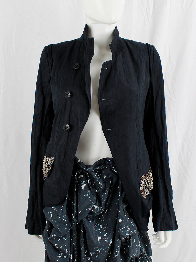 ANN DEMEULEMEESTER ウールジャケット Ann Demeulemeester 23AW Nanthan Blazer Jacket Black Virgin