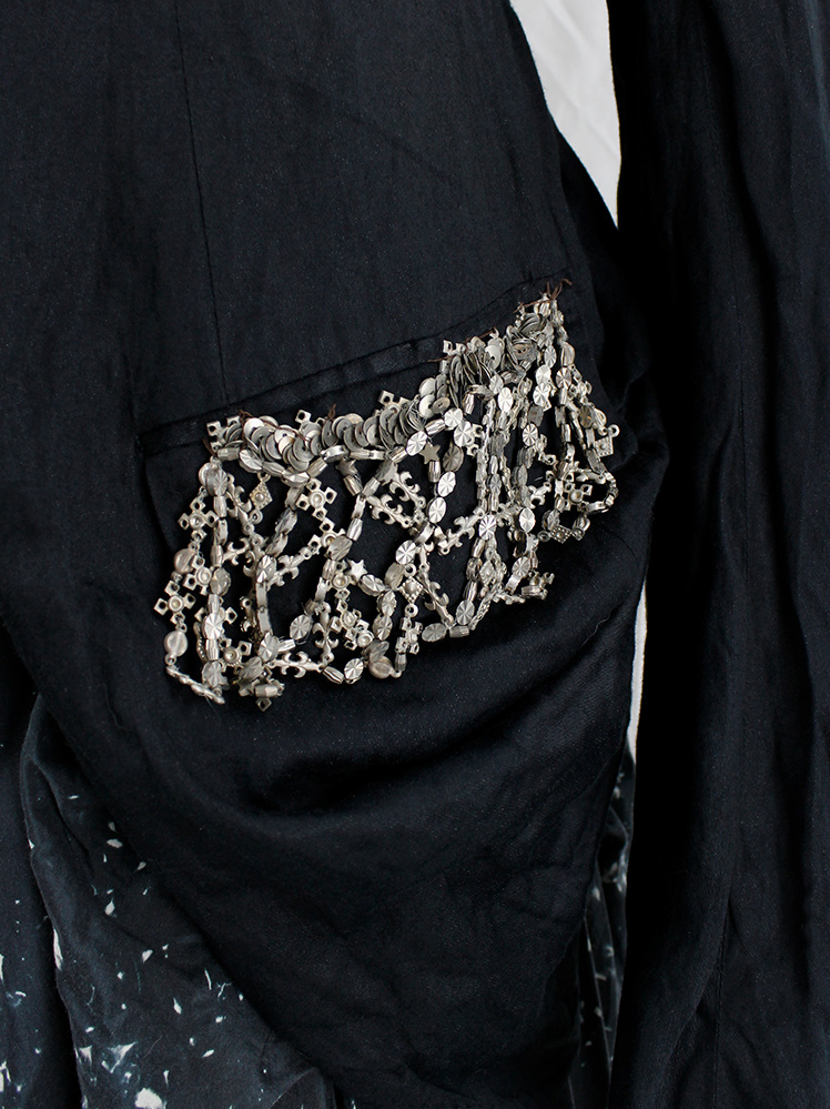 Ann Demeulemeester dark blue wrinkled asymmetric jacket with metal