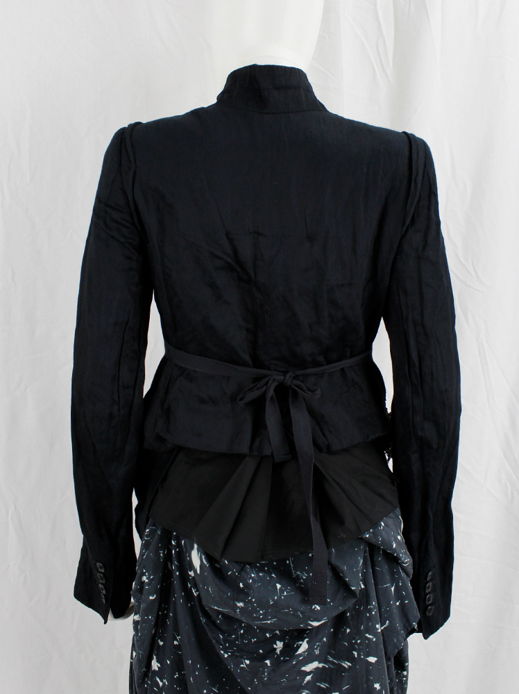 Ann Demeulemeester dark blue wrinkled asymmetric jacket with