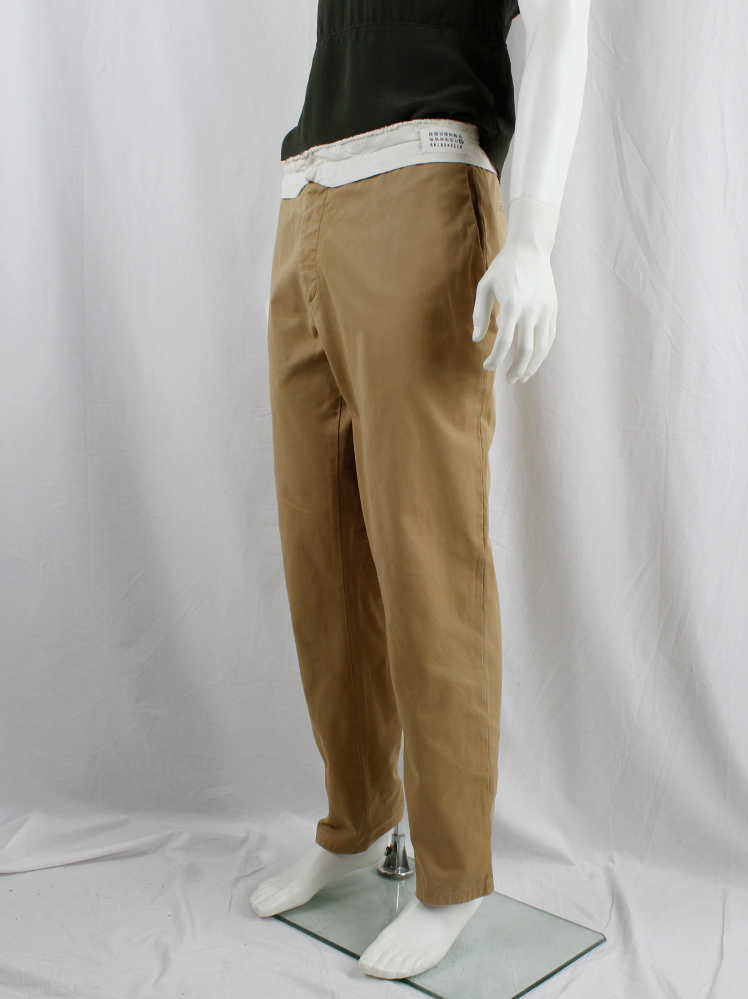 パンツ 1990s martin margiela brown slacks Maison Martin Margiela light brown trousers with folded