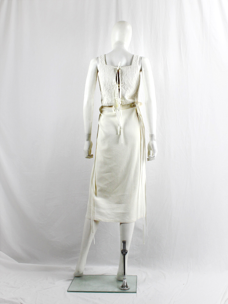 Ann Demeulemeester off-white long skirt gathered by back ties and