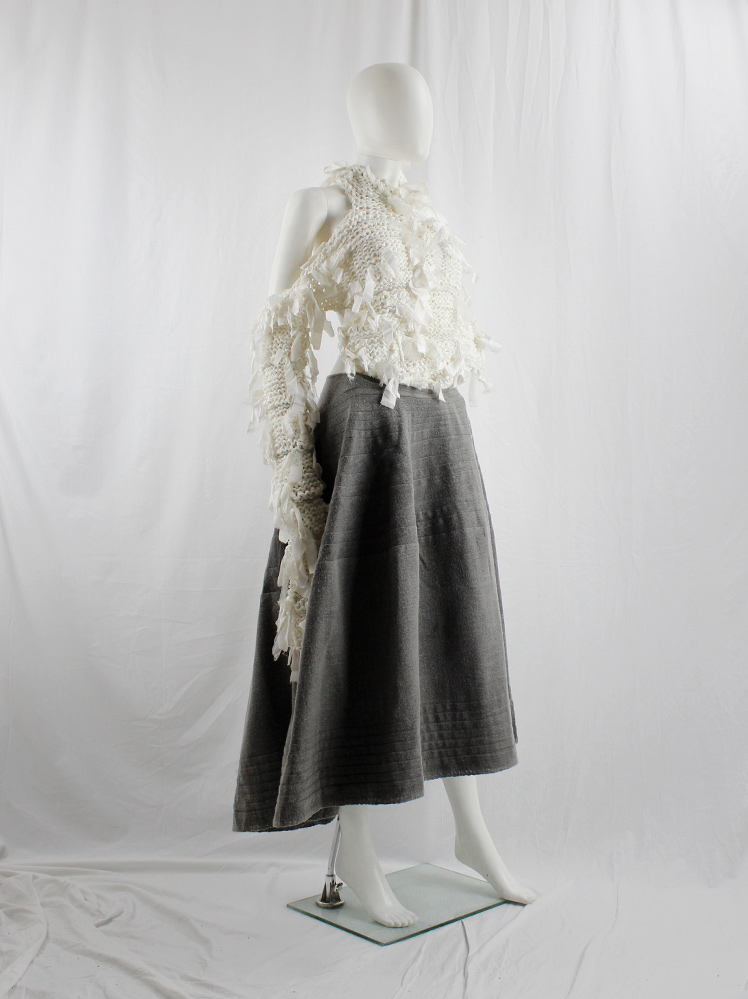Junya Watanabe grey deformed wide bell skirt with diagonal Junya Watanabe grey deformed wide bell skirt with diagonal