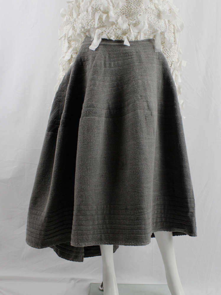 Junya Watanabe grey deformed wide bell skirt with diagonal Junya Watanabe grey deformed wide bell skirt with diagonal