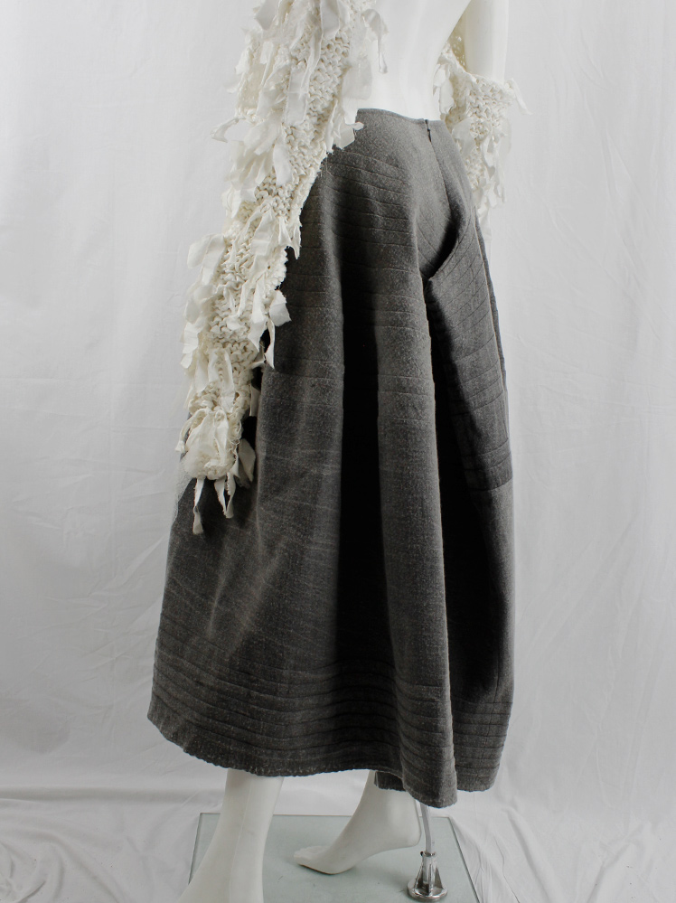 Junya Watanabe grey deformed wide bell skirt with diagonal Junya Watanabe grey deformed wide bell skirt with diagonal