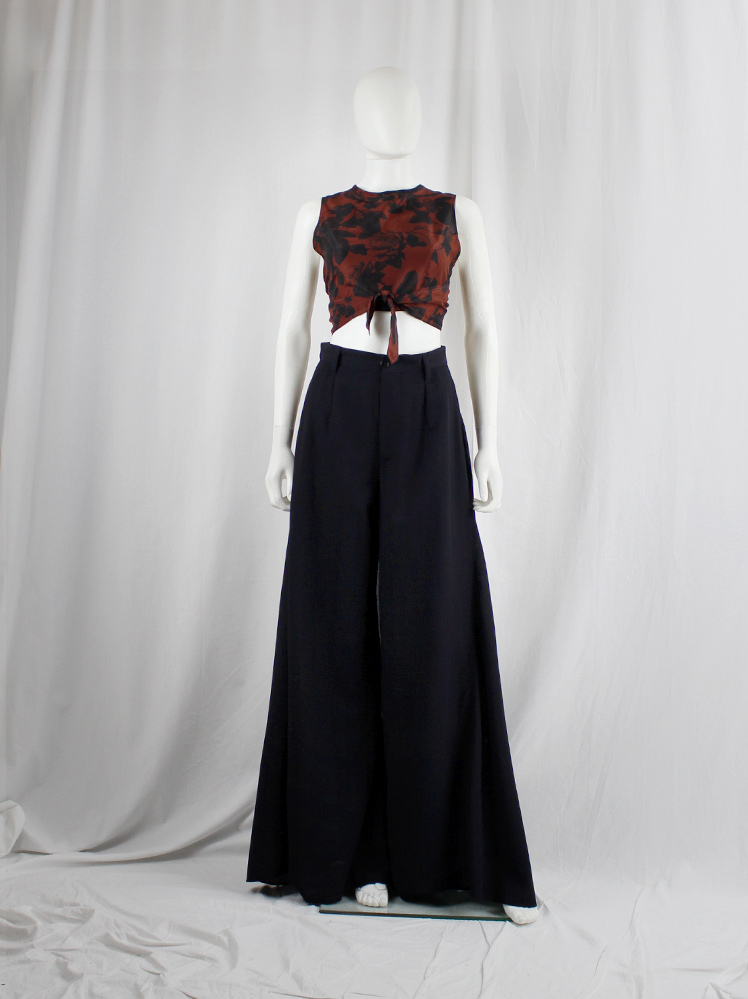 Dirk Bikkembergs dark blue extra wide trousers with draped