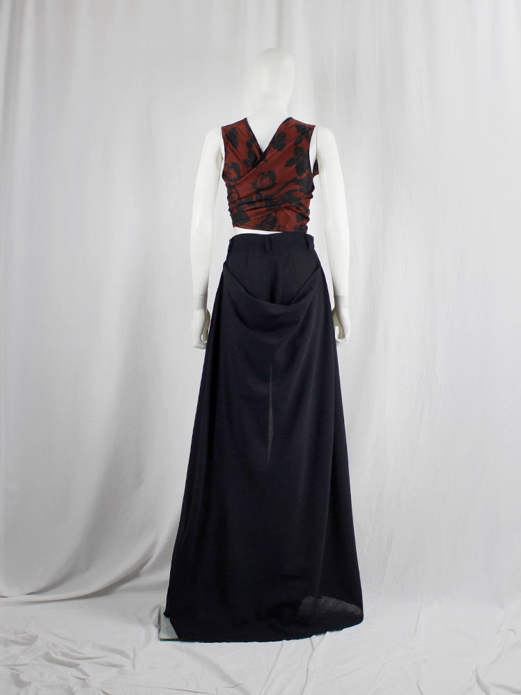 Dirk Bikkembergs dark blue extra wide trousers with draped