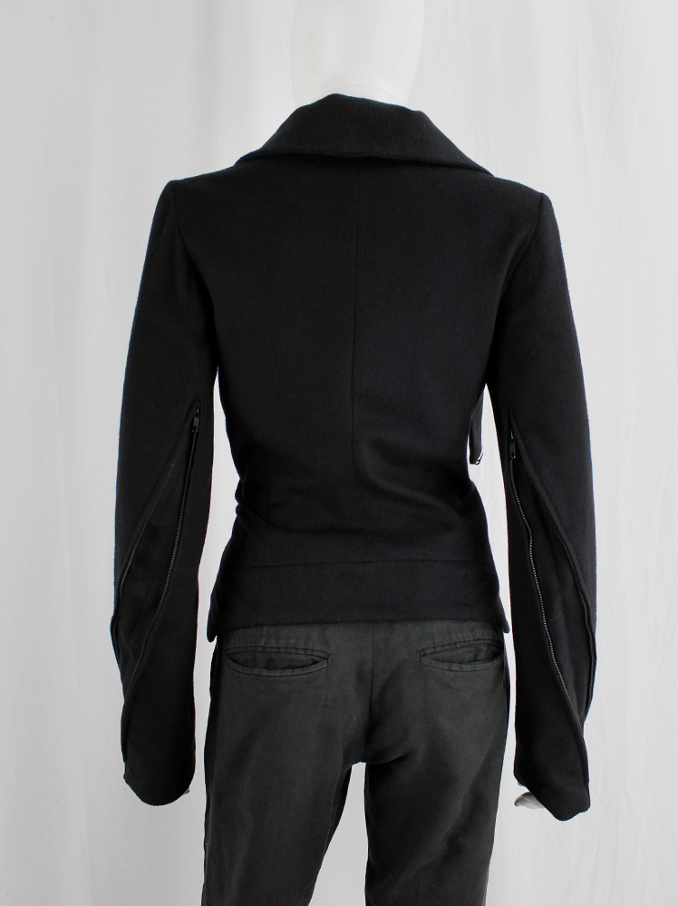 Ann Demeulemeester black jacket with high standing neckline