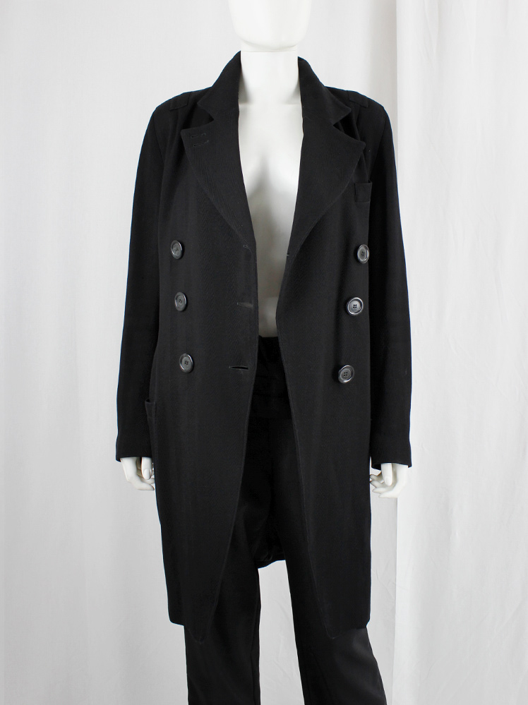 ジャケット・アウター ancellm DOUBLE-BREASTED COAT(BLACK