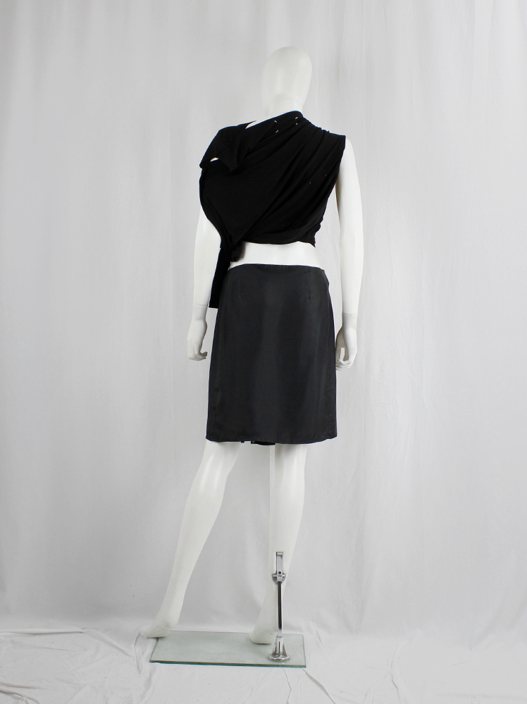 01 ann demeulemeester ミニスカート　36 archive Ann Demeulemeester black mini skirt with silver snap buttons along