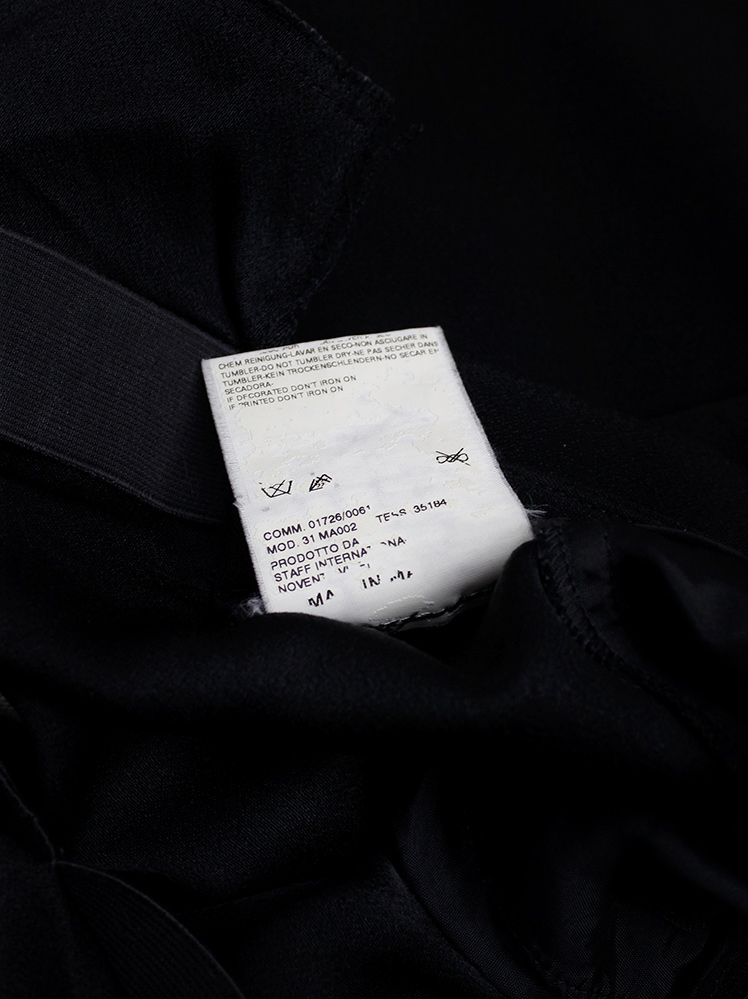 Maison Martin Margiela black long asymmetric skirt torn from the