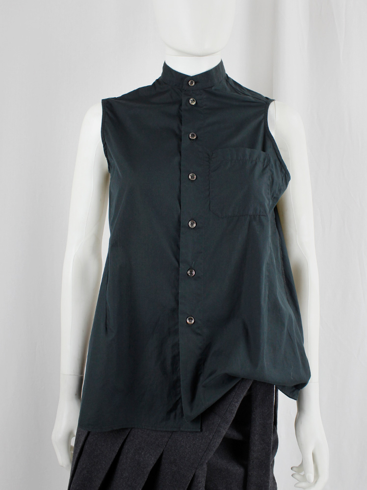 Maison Martin Margiela dark blue collarless shirt worn