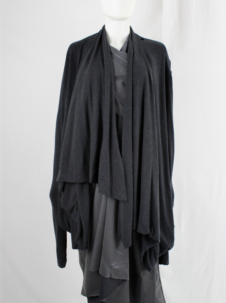 Rick Owens lilies dark grey transformable draped cardigan with