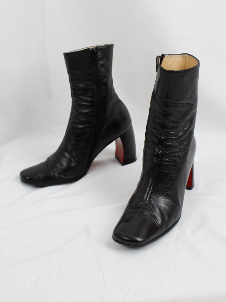 Ann Demeulemeester black ankle boots with red sole and Ann Demeulemeester black ankle boots with red sole and