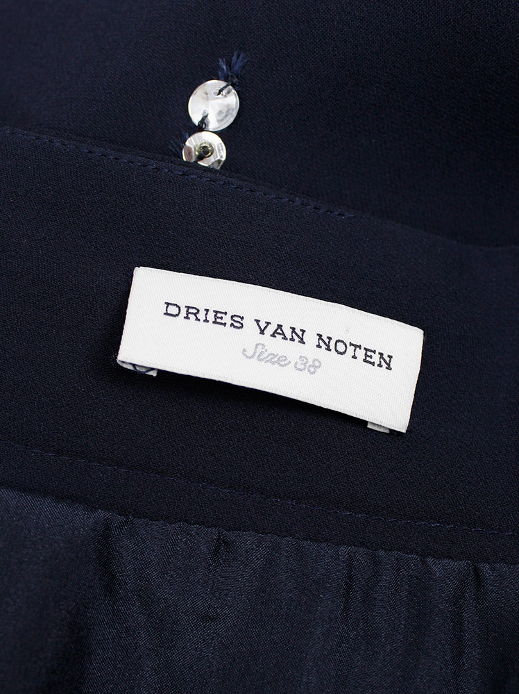 Dries Van Noten dark blue skirt with silver sequins and Dries Van Noten dark blue skirt with silver sequins and