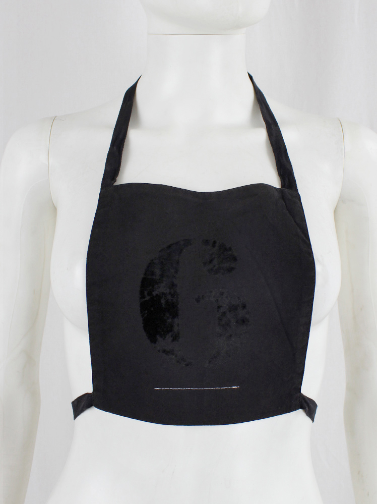 Maison Martin Margiela 6 black apron with chest number — fall 1994