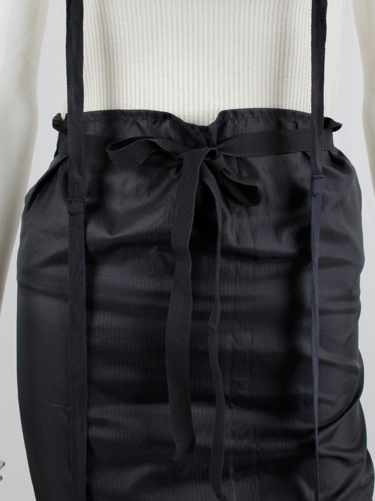 Maison Martin Margiela 6 black maxi length wrap skirt with square