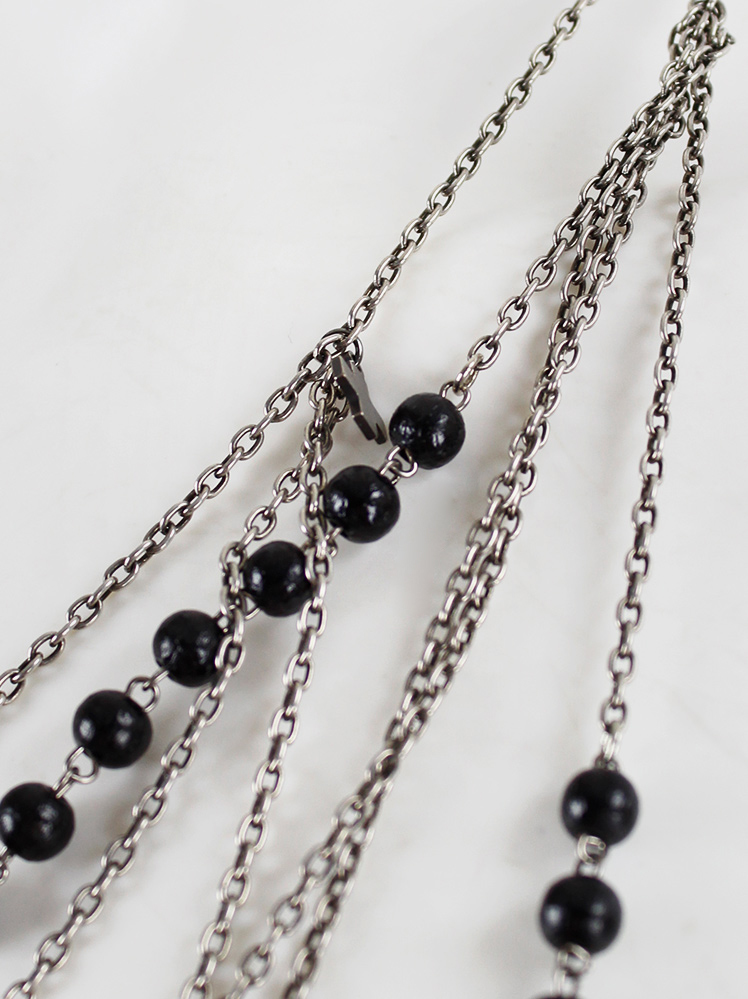 A.F. Vandevorst silver multi-strand necklace with black rosary
