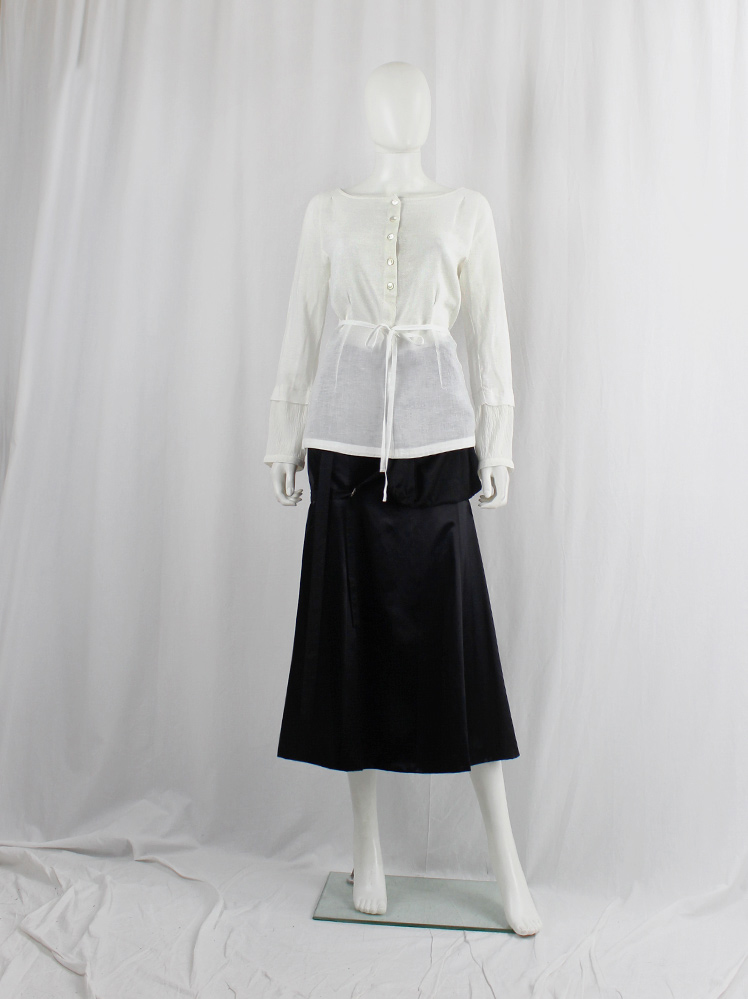 Ann Demeulemeester white shirt with open wrapped back and ribbed