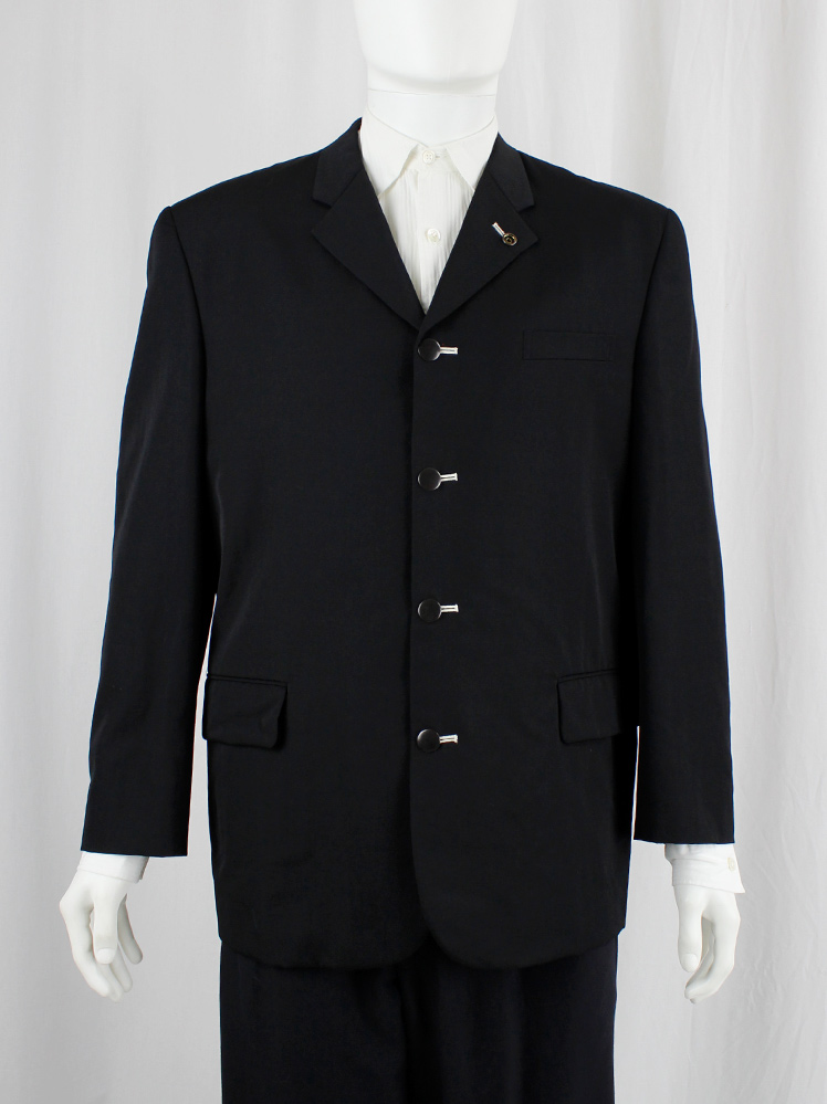 〔Vintage〕90s Black navy Simple suit デカ襟 Vintage〕90s Black navy Simple suit デカ襟