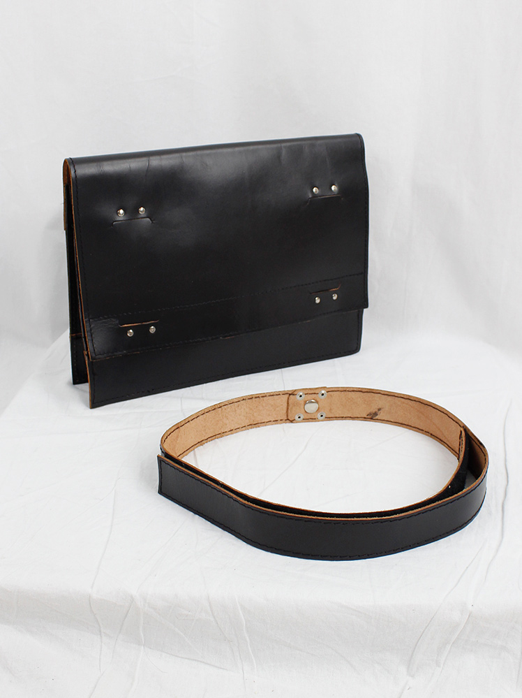 Lieve Van Gorp black leather hip bag with detachable leather Lieve Van Gorp black leather hip bag with detachable leather