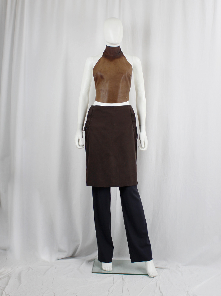 Maison Martin Margiela 6 brown mirrored skirt with double zipper