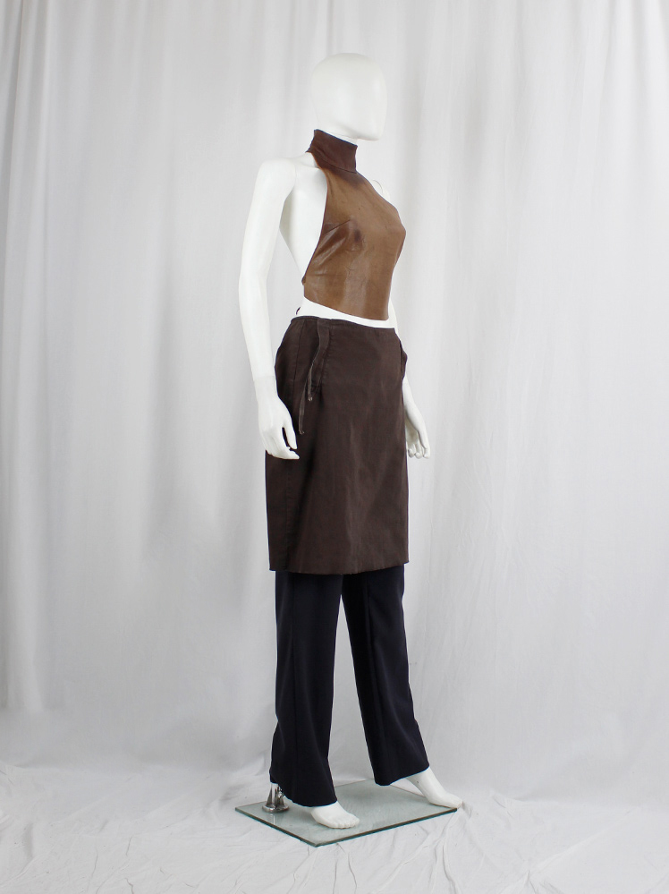 Maison Martin Margiela 6 brown mirrored skirt with double