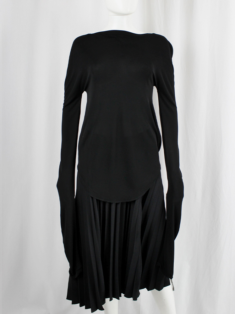 Maison Martin Margiela black circular jumper with twisted sleeves