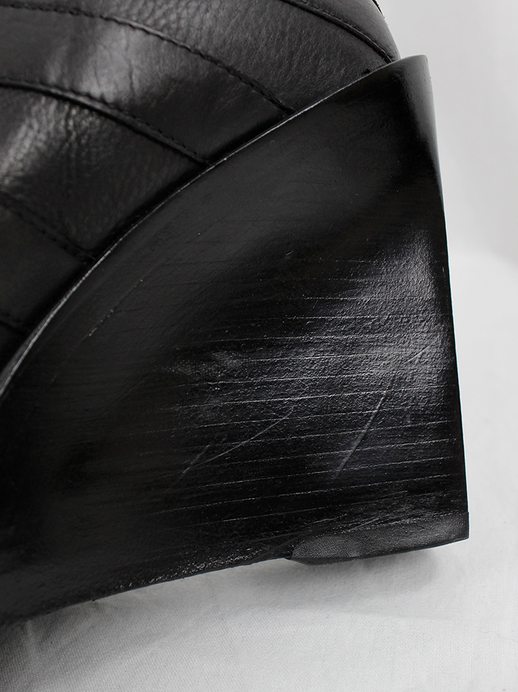 vintage Ann Demeulemeester black gladiator wedge sandals with belts over the front spring 2010 (13)