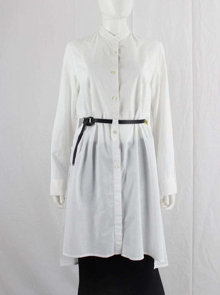 Ann Demeulemeester white oversized long shirt with bib Ann Demeulemeester white oversized long shirt with bib