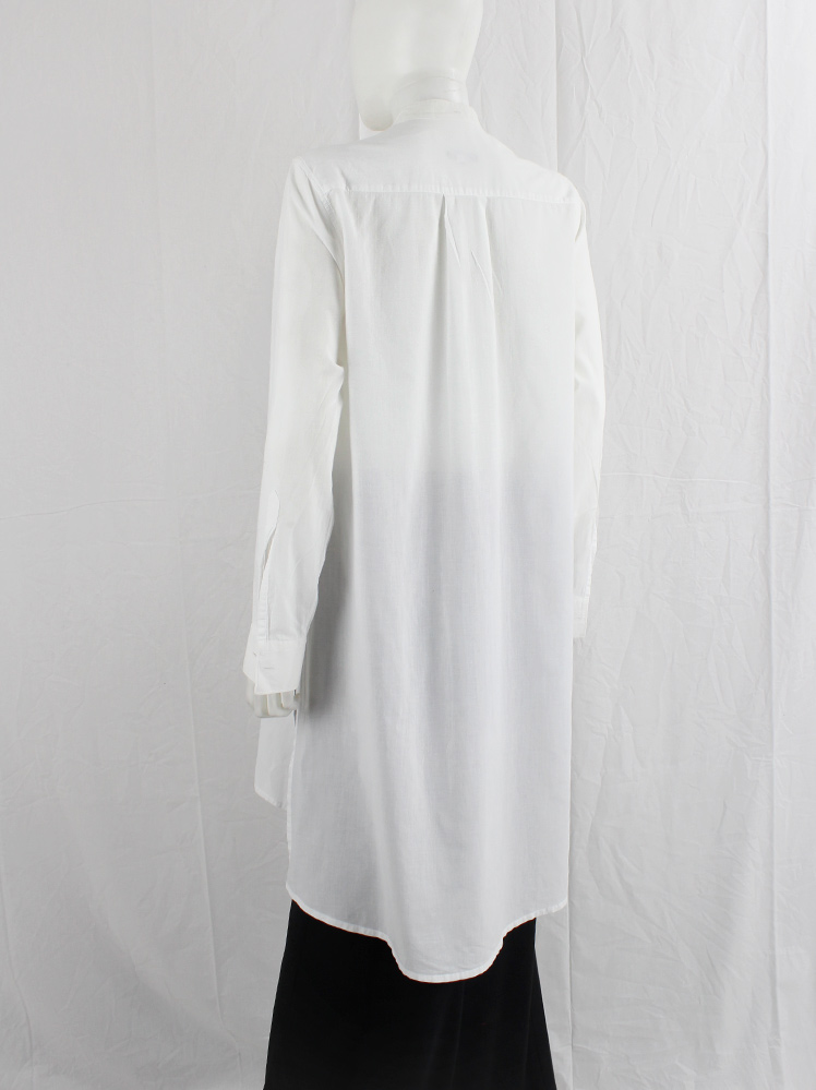Ann Demeulemeester white oversized long shirt with bib collar and