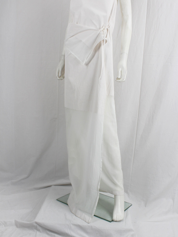 Ann Demeulemeester white sheer wrapped dress with painted block