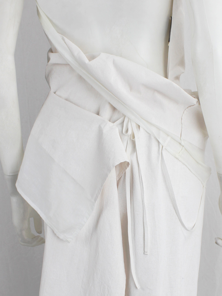 Ann Demeulemeester white sheer wrapped dress with painted block
