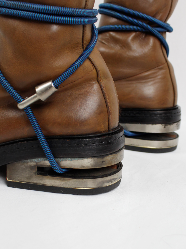 Dirk Bikkembergs brown mountaineering boots with metal heel and