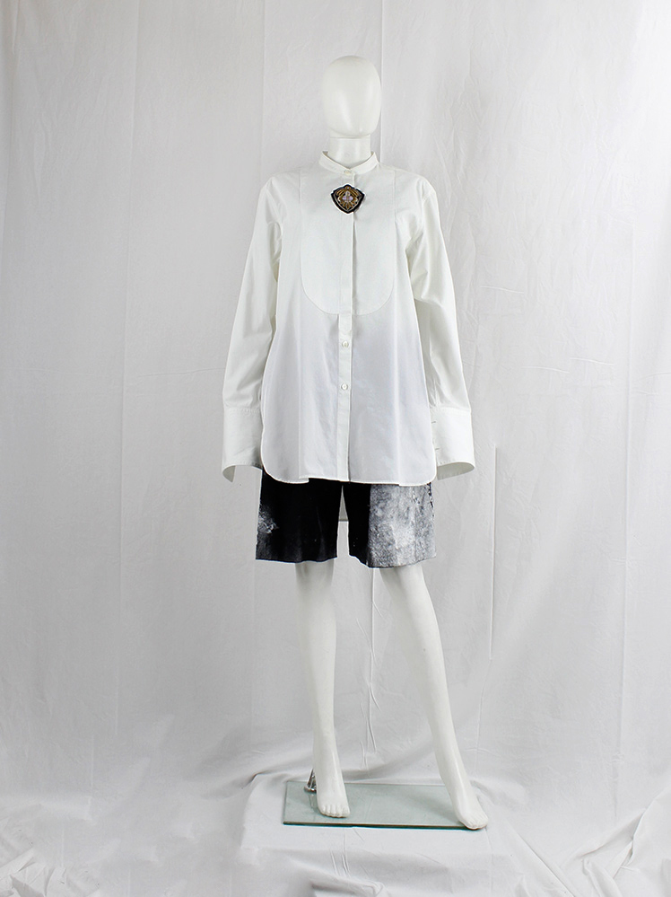 Dries Van Noten white oversized shirt with embroidered crest