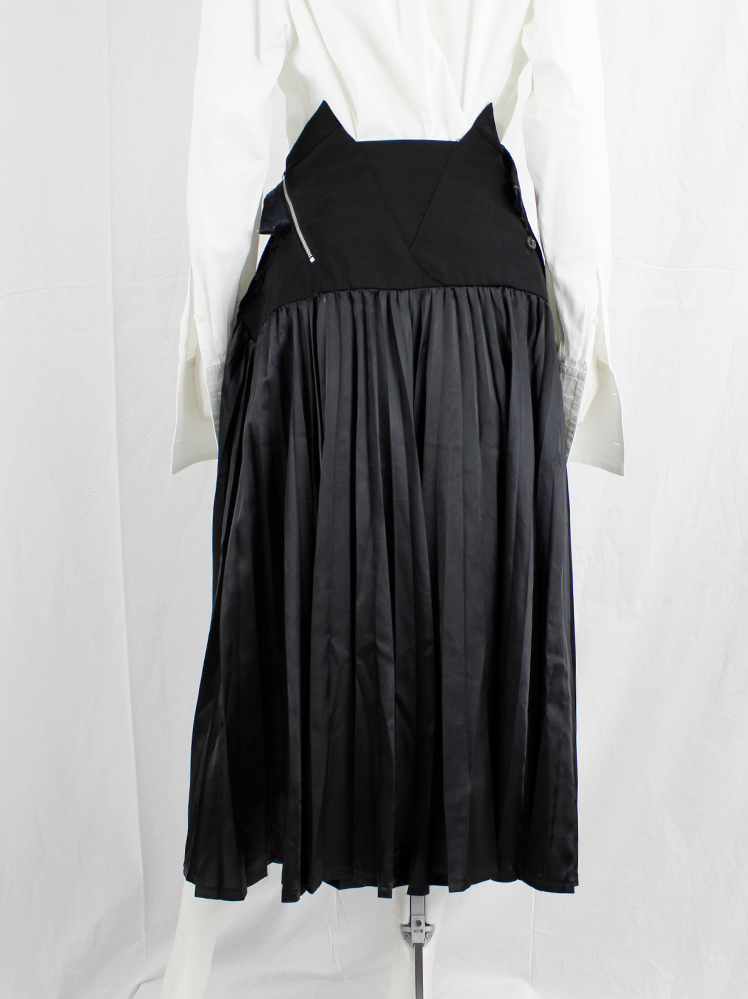 Junya Watanabe black deconstructed skirt with contrasting pleated
