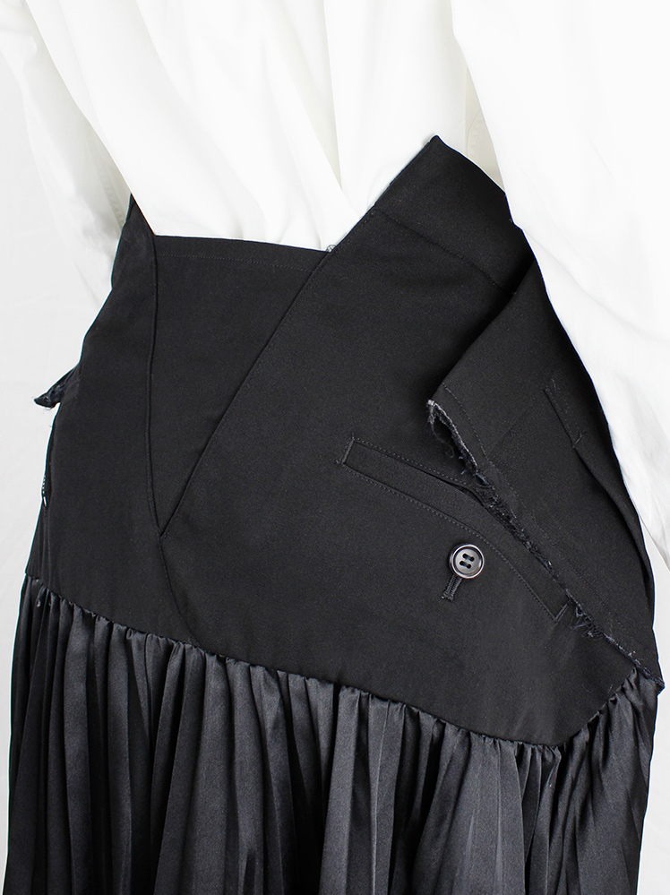 Junya Watanabe black deconstructed skirt with contrasting pleated