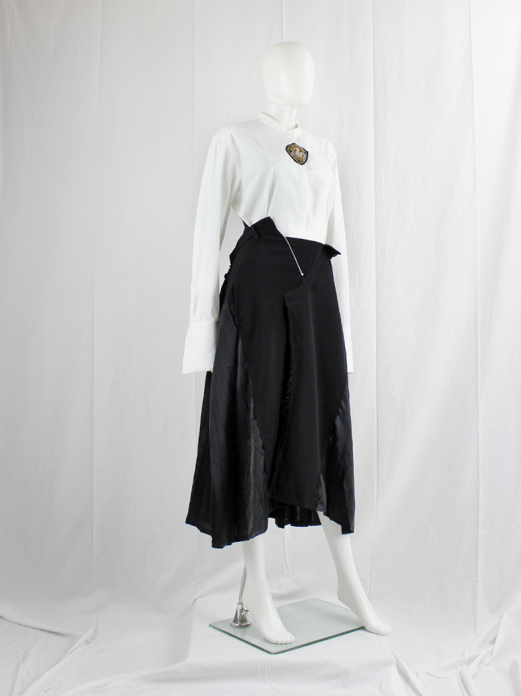 Junya Watanabe black deconstructed skirt with contrasting pleated