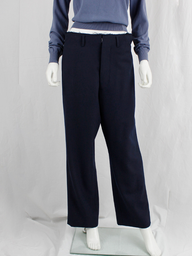 Maison Martin Margiela dark blue trousers with cut off adjustable