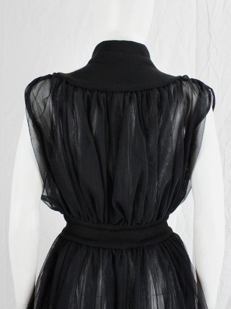 Noir Kei Ninomiya black multi-layered tulle dress with wool
