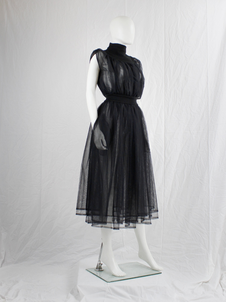 Noir Kei Ninomiya black multi-layered tulle dress with wool Noir Kei Ninomiya black multi-layered tulle dress with wool